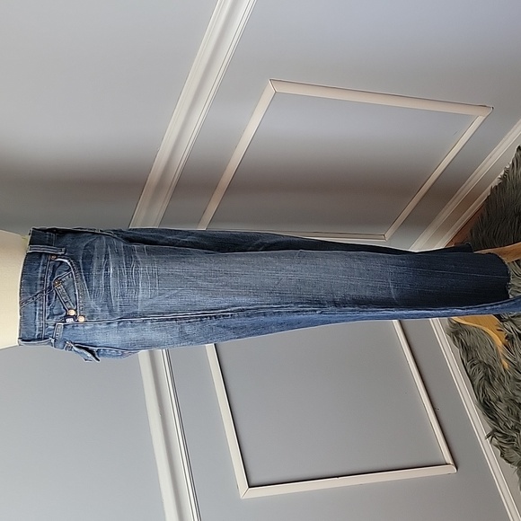 ROCK & REPUBLIC Medium Wash Raw Hem Embroidered Button Back Pocket Jeans Sz 29 - Picture 4 of 8